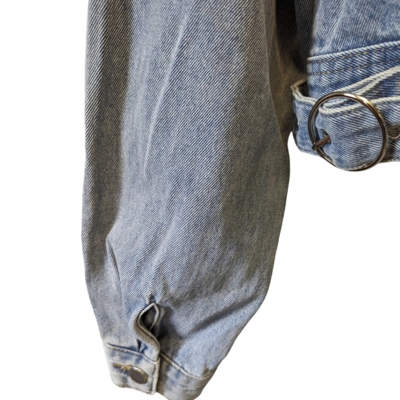 Pink Lily Vintage Denim Jacket One of a kind Sz Medium Meto inspired crop - Picture 5 of 10